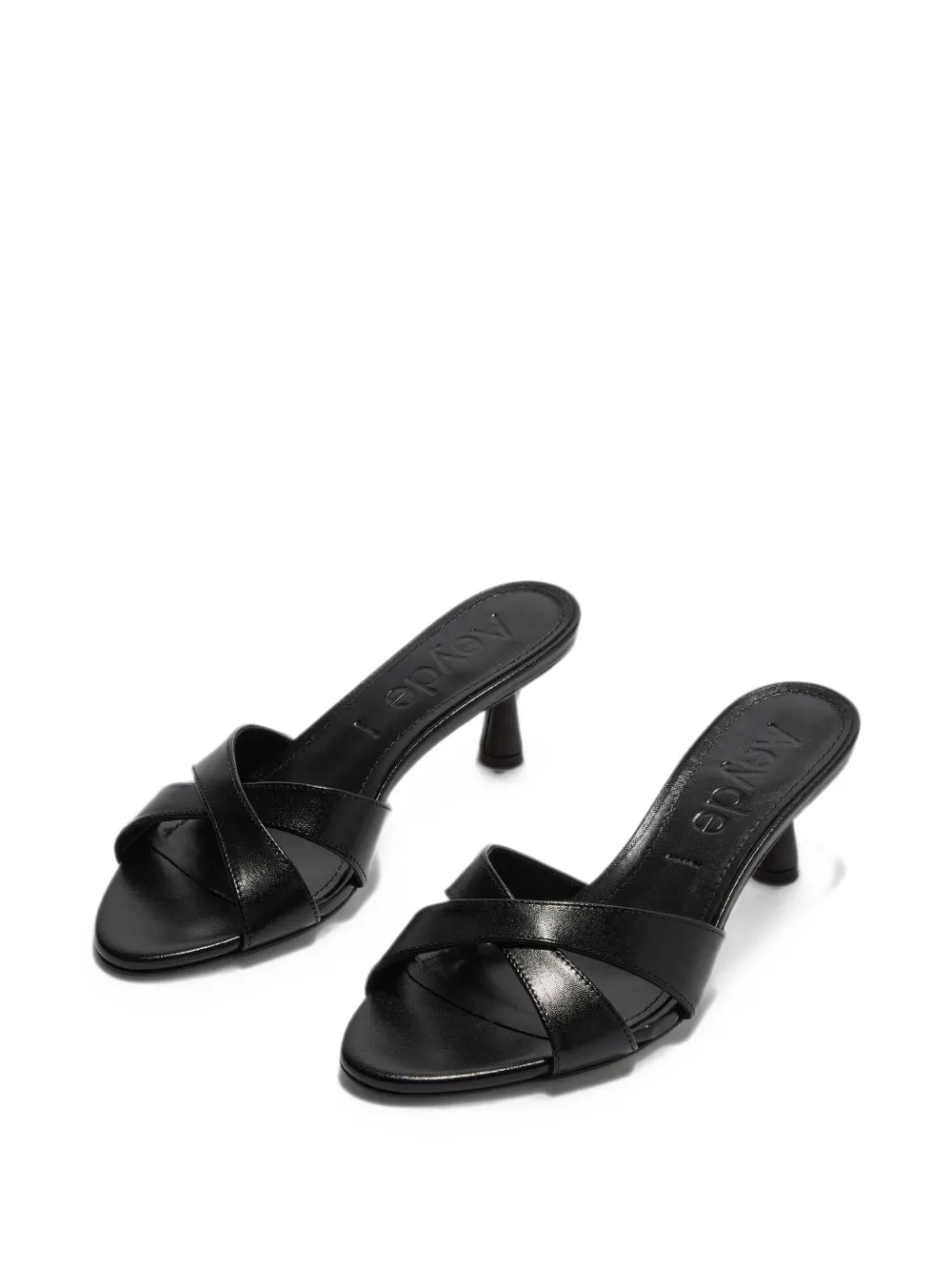 Aeyde crossover-strap leather sandals Zwart