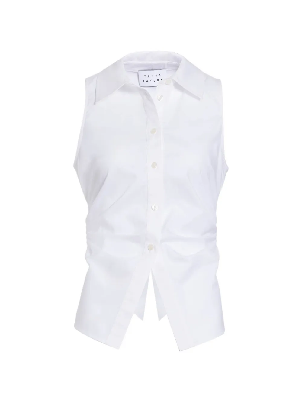 Tanya Taylor Hannah ruched sleeveless top - White