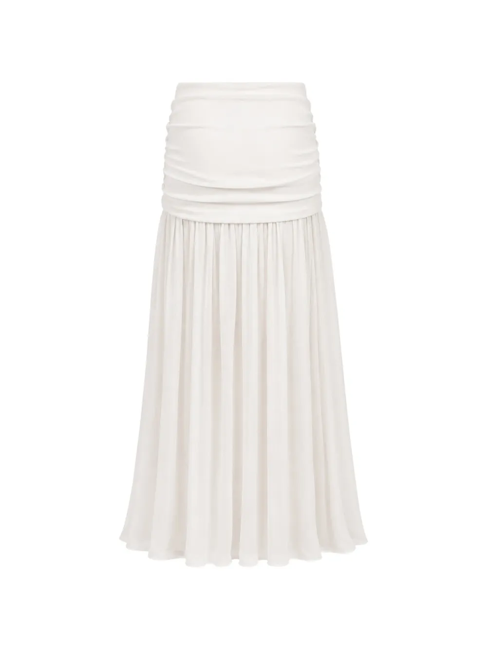 Petar Petrov Late Bloom Ruched Silk Maxi Skirt in Neutrals, view 2