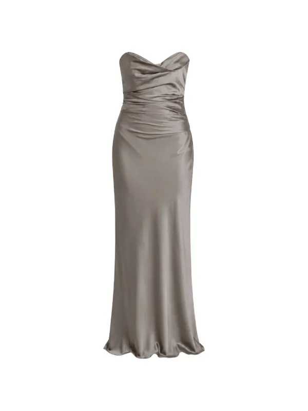 silver satin cowl neck dress Formal Dresses Silver Sheath/Column Straps Cowl Neck Tea Length Stretch Satin Formal Dress