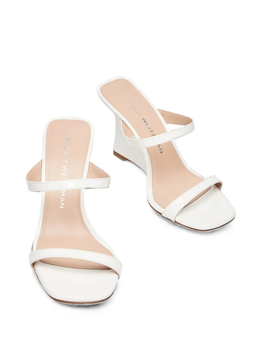Stuart Weitzman Vinnie sandalen met gelakte afwerking Wit