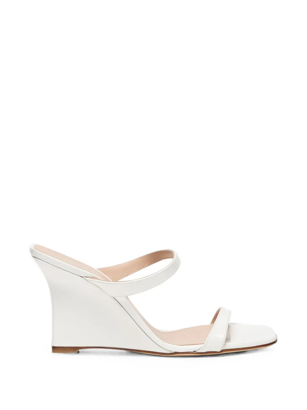 Stuart Weitzman Vinnie Patent Wedge Sandals In White