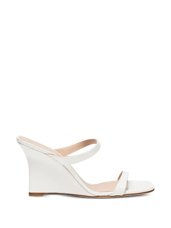 Stuart Weitzman Vinnie Patent-finish Heeled Sandals in White