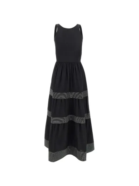 BOSS tiered striped-trim dress