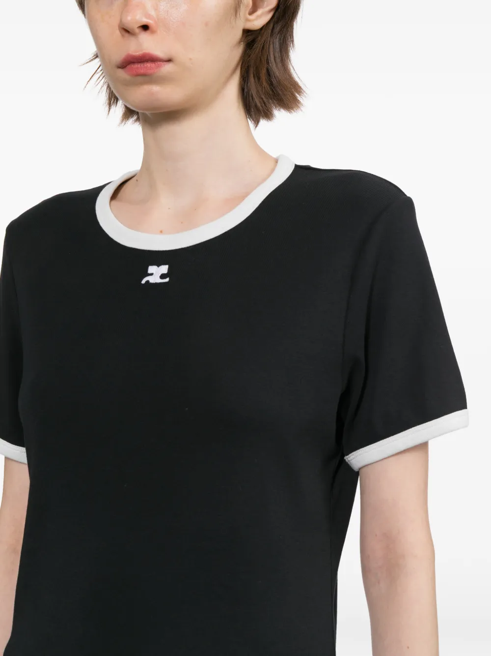 Courrèges T-shirt met geborduurd logo Zwart