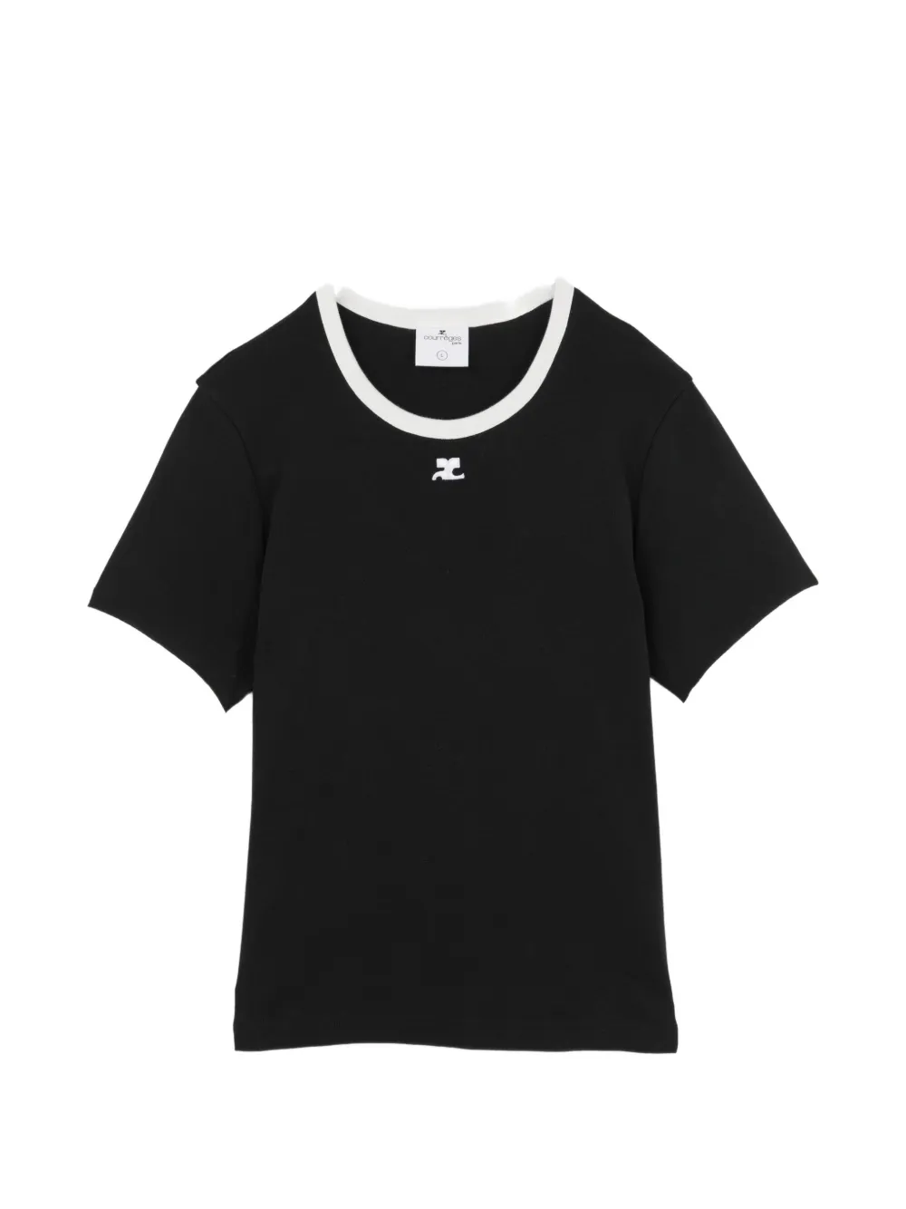 Courrèges logo-embroidered T-shirt - Nero