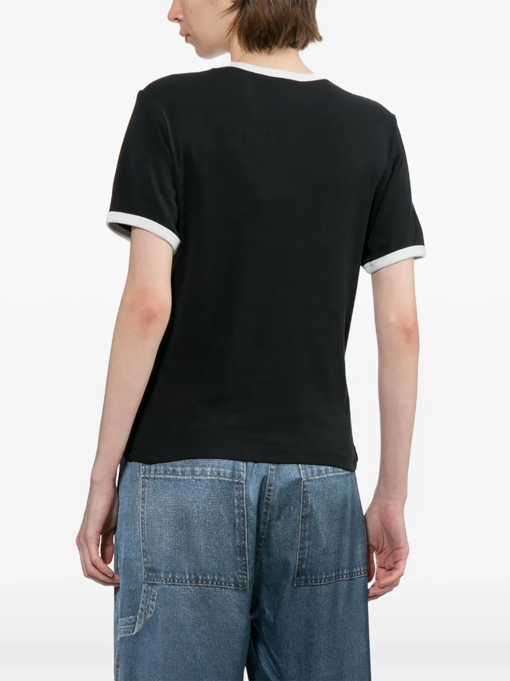 Courrèges T-shirt met geborduurd logo Zwart