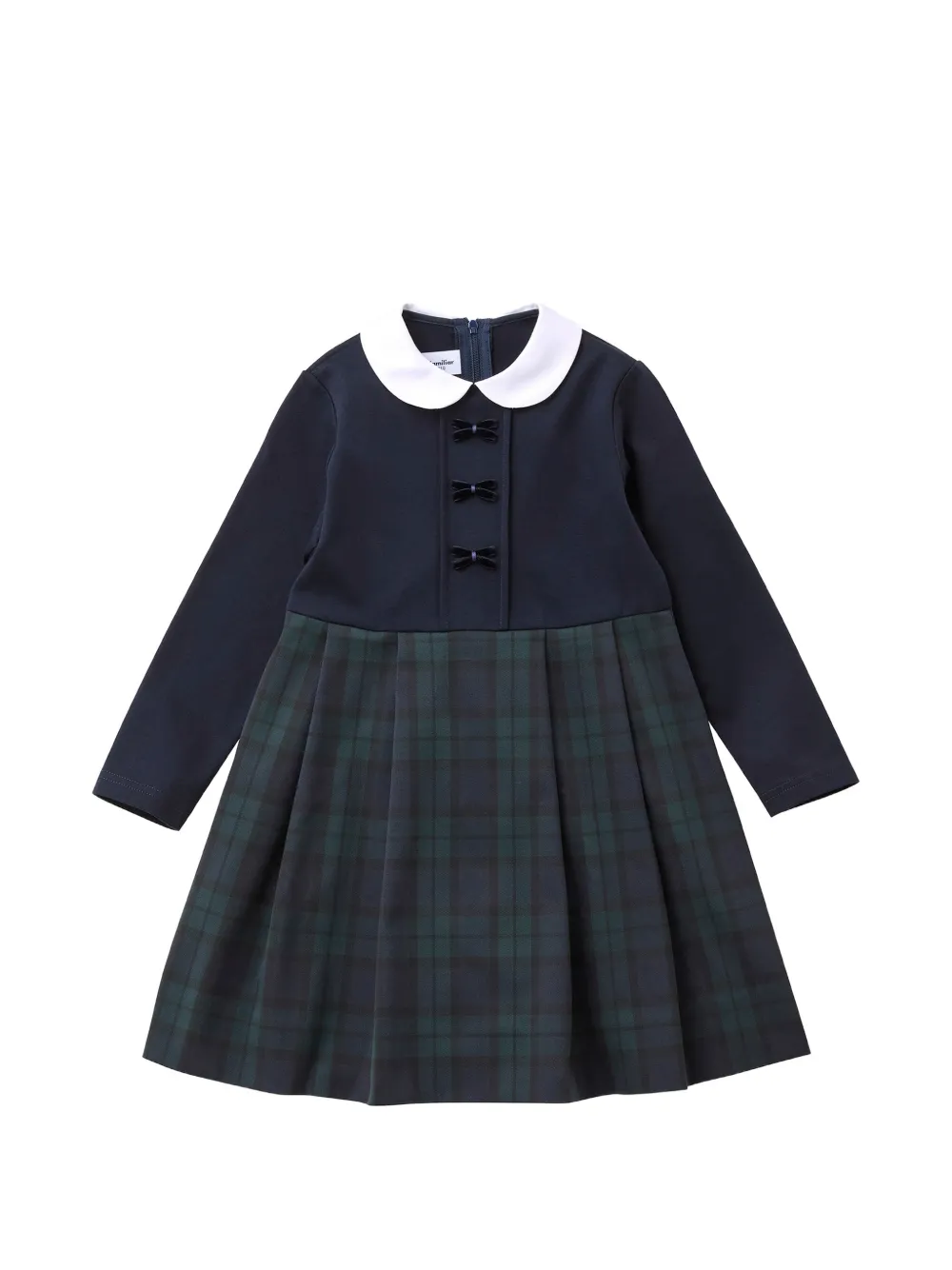 familiar bow-detail tartan-print dress - Blu