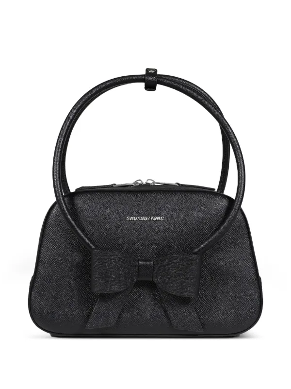 Shushu/Tong Bow-detail Leather Tote Bag in Black