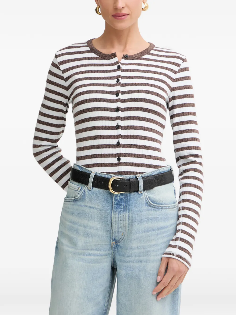 rag & bone striped ribbed-knit cardigan - Marrone