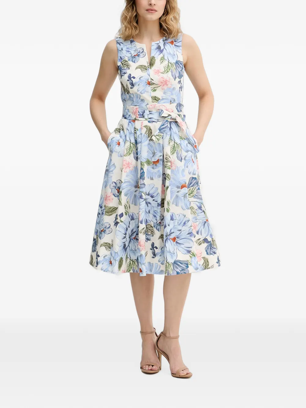 OUI Midi-jurk met ceintuur Blauw