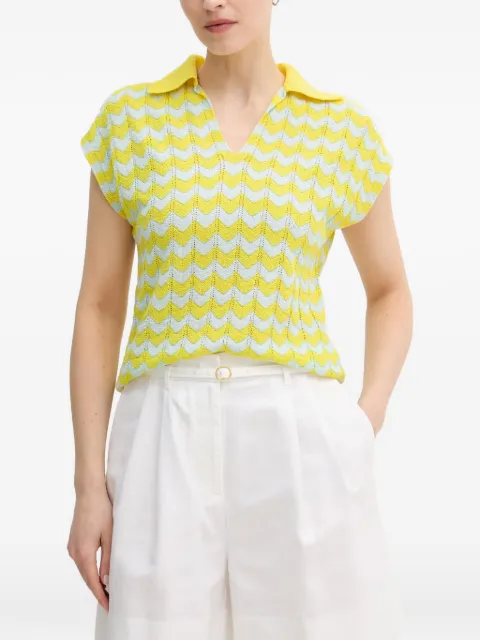 OUI zigzag-knit V-neck T-shirt