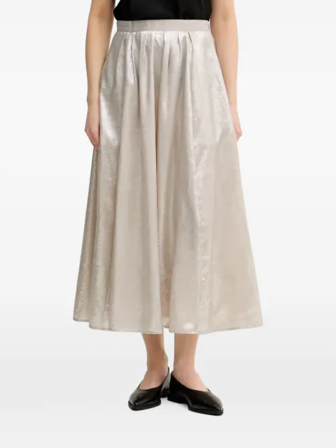 OUI metallic-effect pleated midi skirt