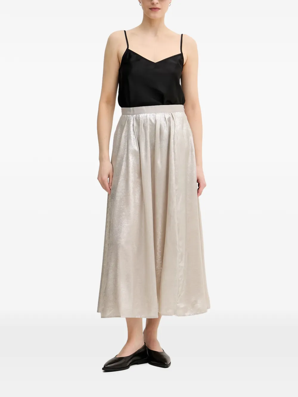 OUI Plooirok met metallic-effect Zilver