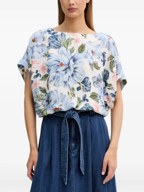 OUI floral-print boat-neck top