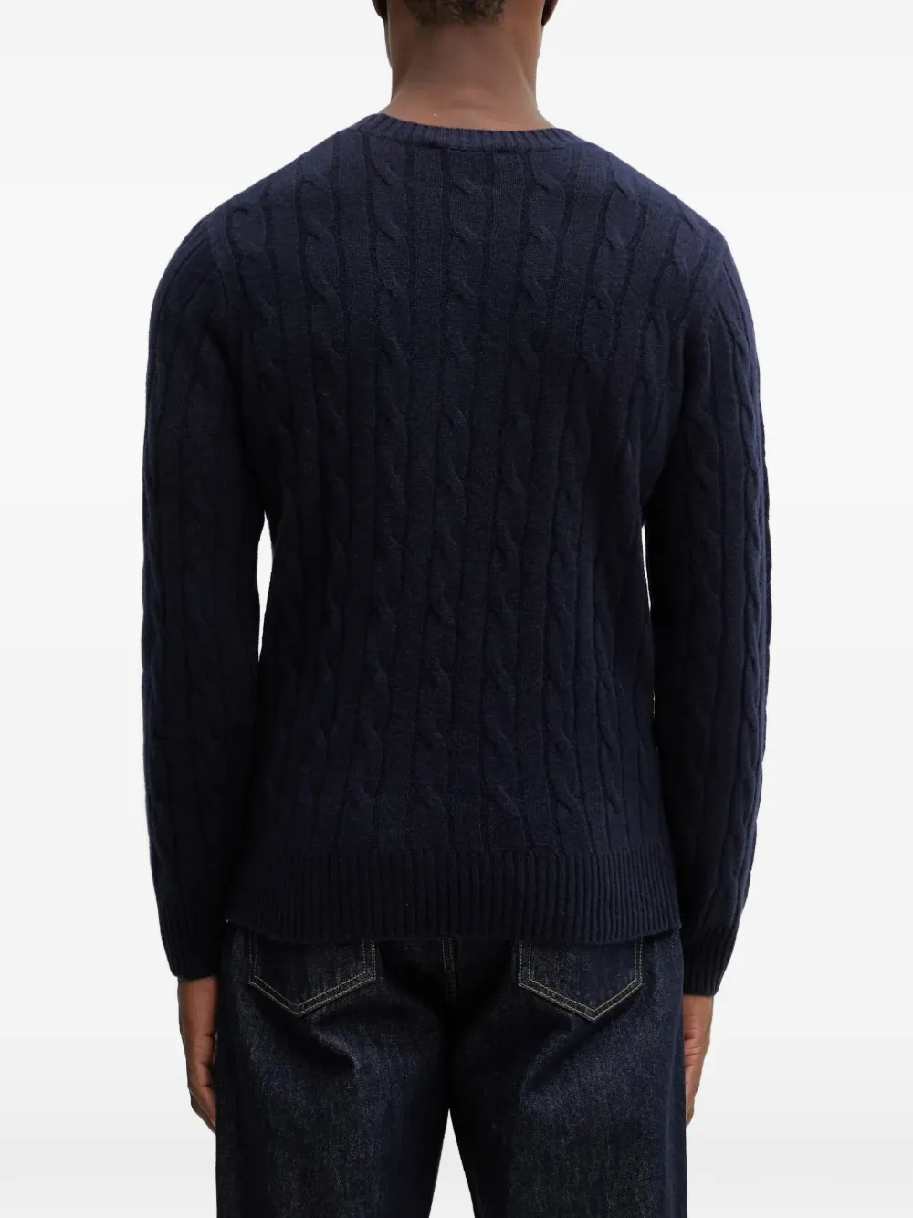 Sporty & Rich Kabelgebreide trui met geborduurd logo Blauw