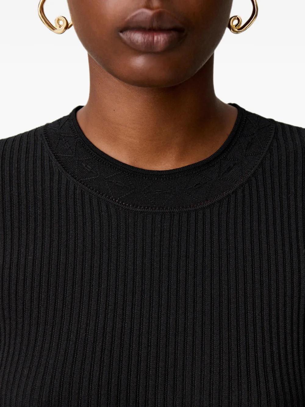 Claudie Pierlot Ribgebreide jurk met asymmetrische afwerking Zwart