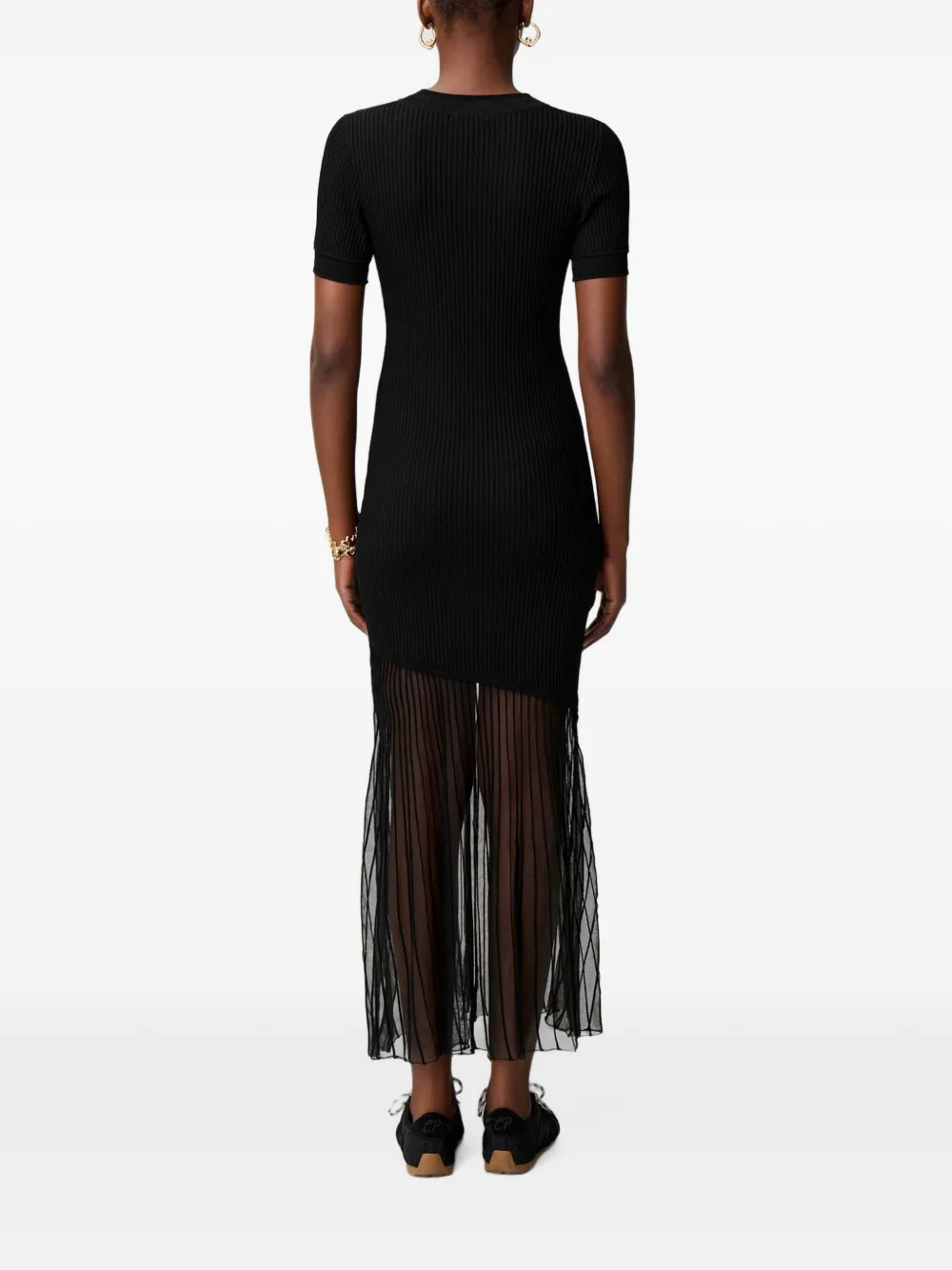 Claudie Pierlot Ribgebreide jurk met asymmetrische afwerking Zwart