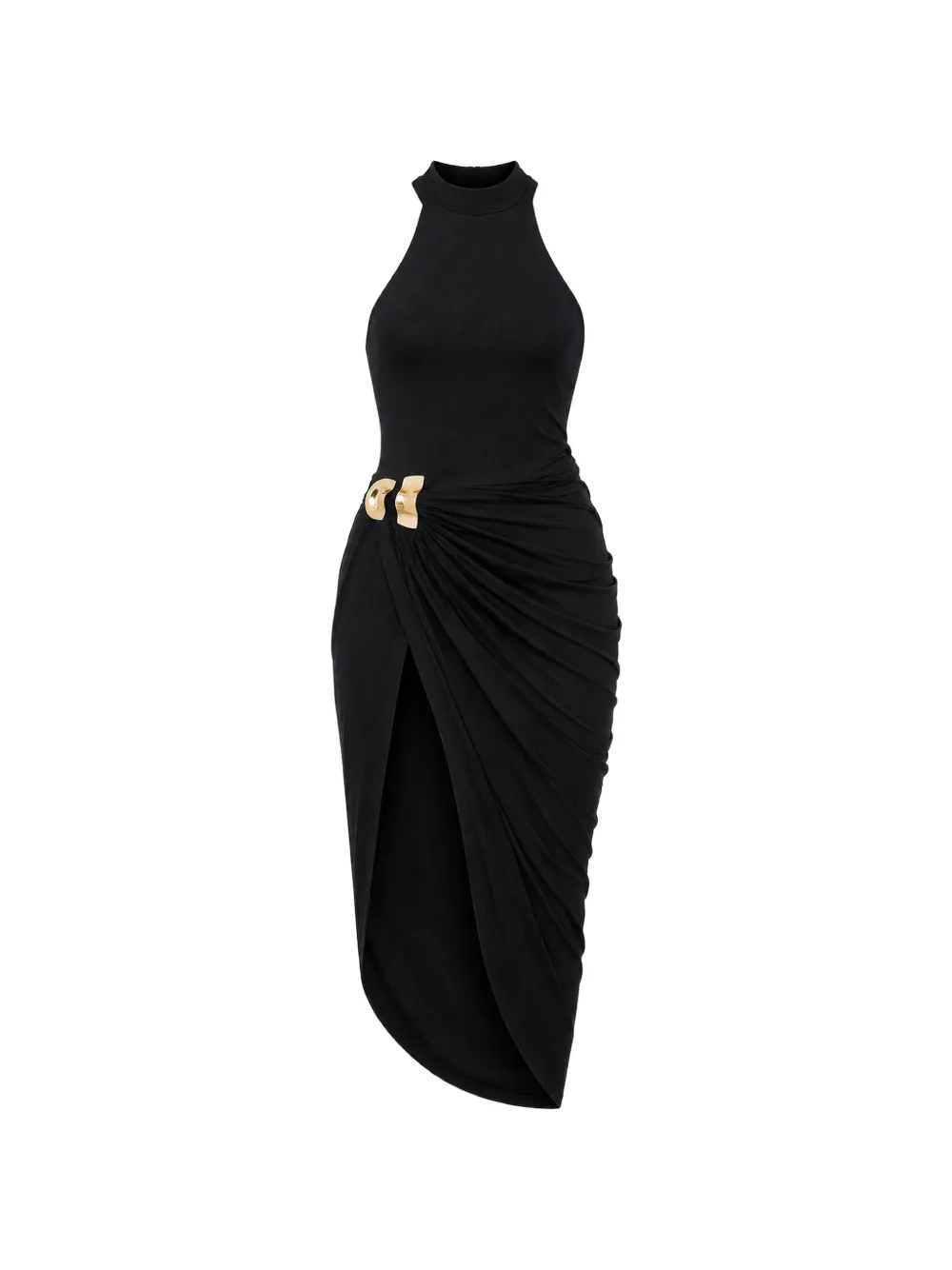 Cult Gaia Abito midi Sutton con ruches - Nero