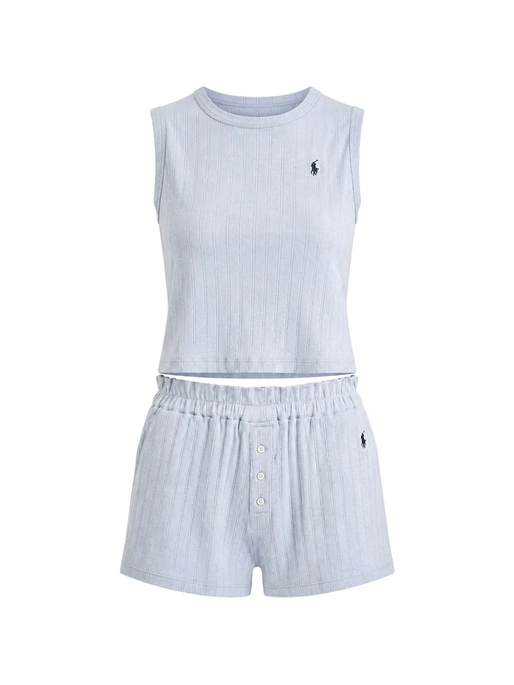 Polo Ralph Lauren ribbed-knit logo-embroidered pajamas - Blau