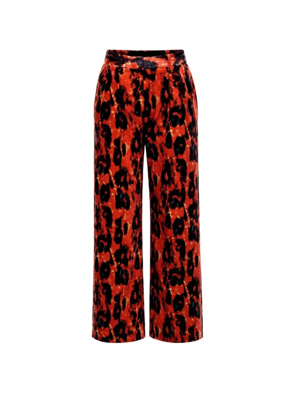 R13 Leopard-pattern Trousers in Red