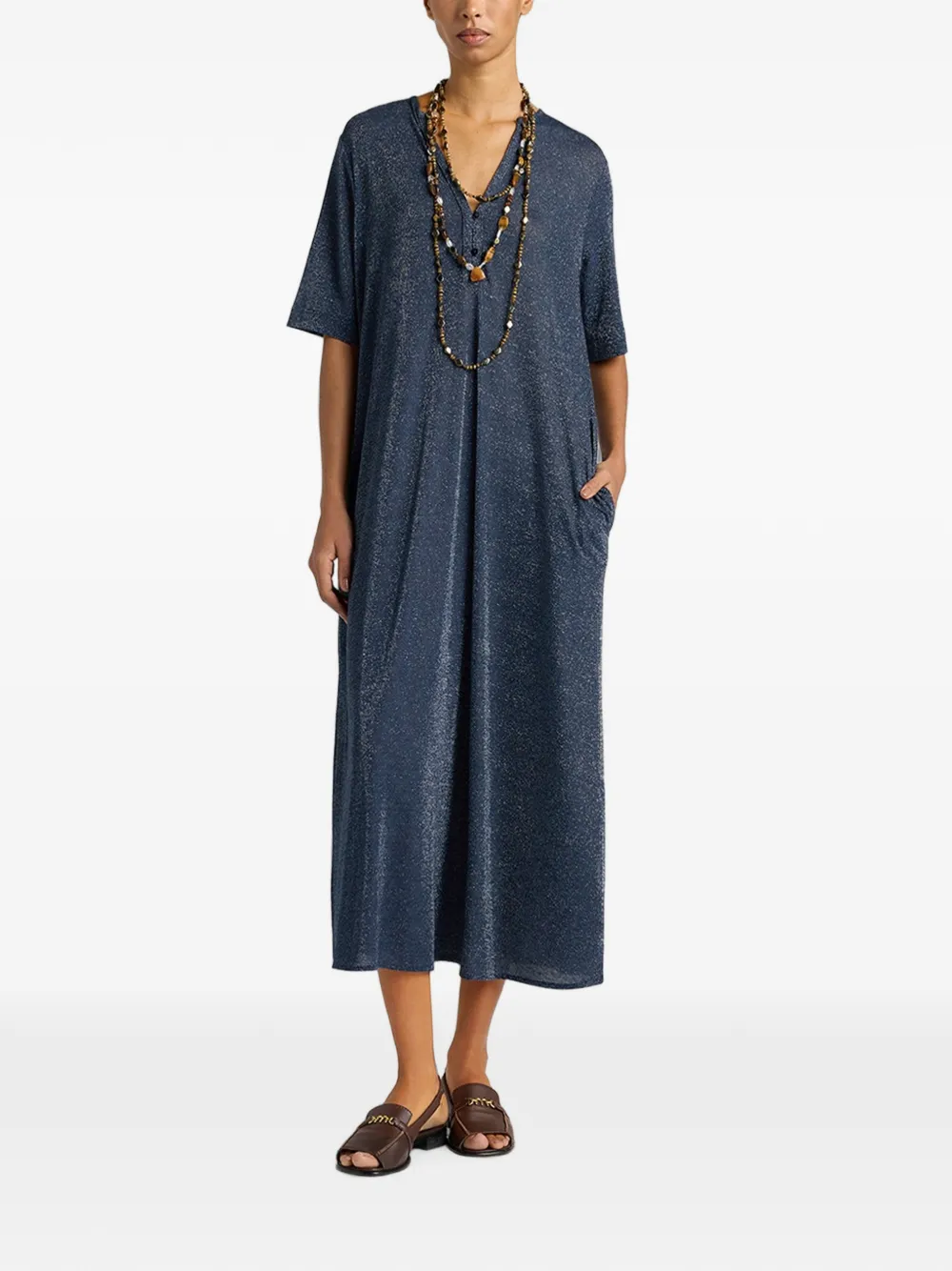 MOMONÌ Penelope jersey jurk Blauw