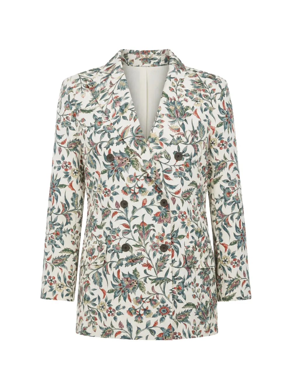 Ibrigu Floral-print Double-breasted Blazer In Neutral