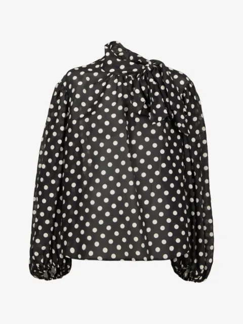 Hannes Roether polka-dot tie-neck blouse