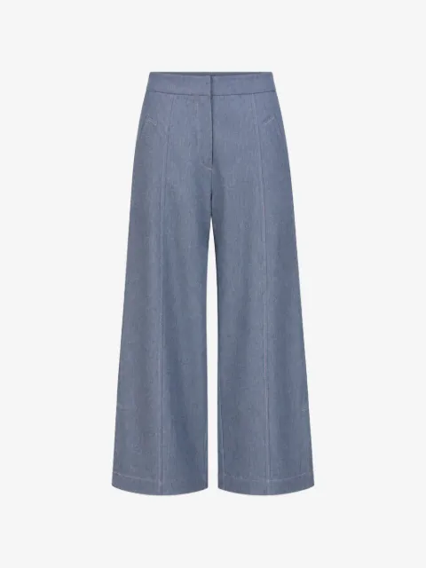 Odeeh contrast-stitch wide-leg straight trousers