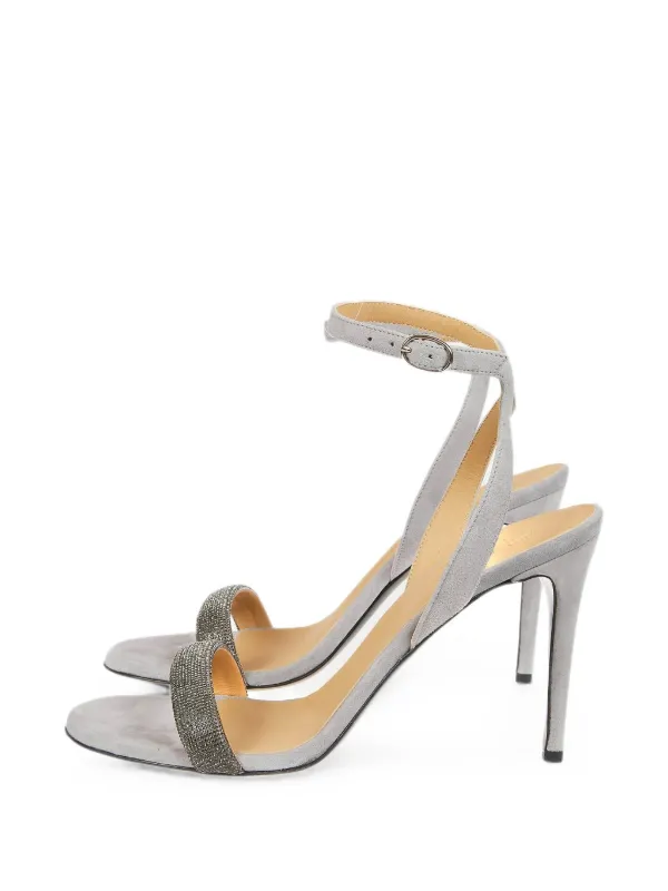 Eleventy Embellished Buckled Sandals in Grey