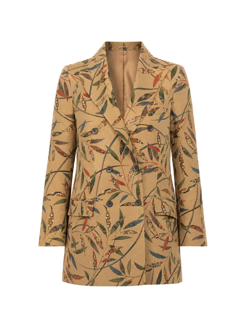 IBRIGU double-breasted leaf-print coat - Nude