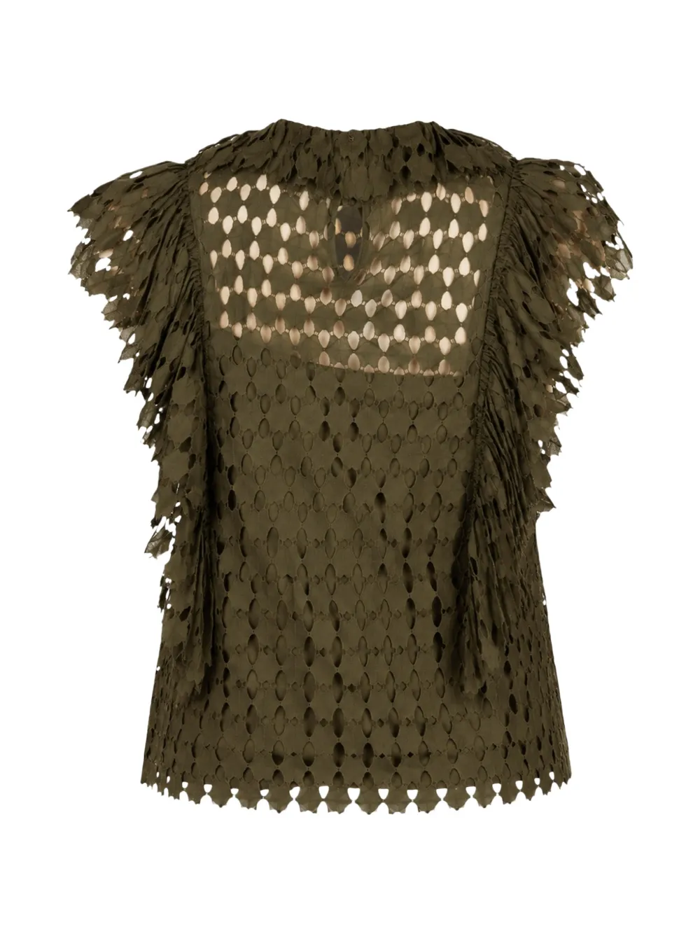  Ulla Johnson Daevy Ruffled Lace Blouse - Verde 