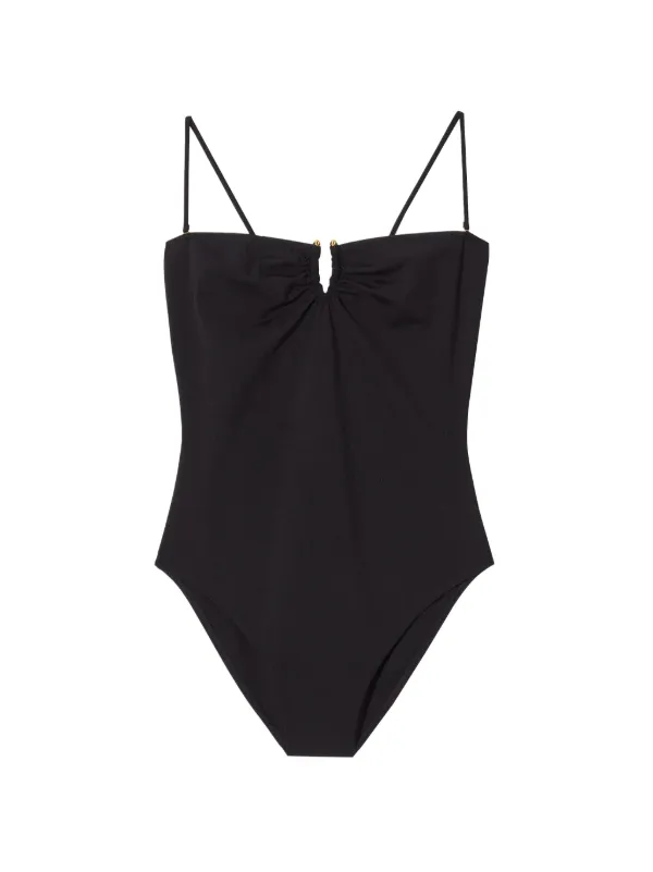 Nili Lotan Ruched-detail Spaghetti-strap Swimsuit in Black