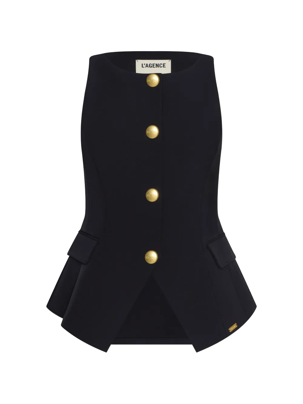 L'Agence Gilet Tessa con bottoni color oro - Nero