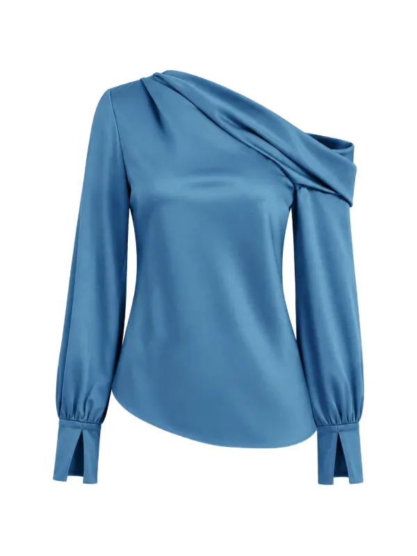 Simkhai Alice Off-shoulder Blouse in Blue
