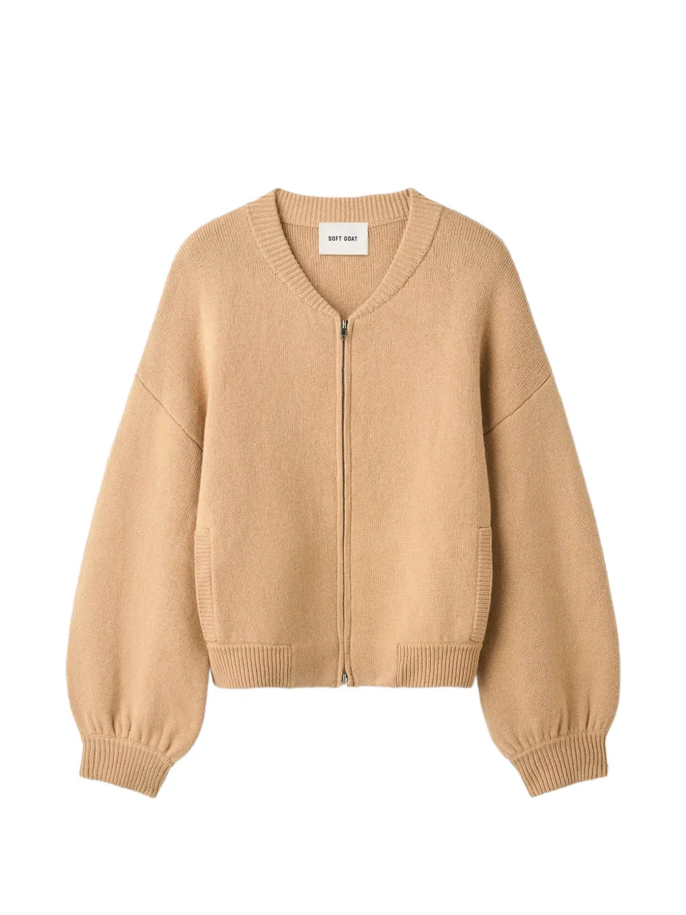 Soft Goat Cardigan a doppia maglia con zip - Toni neutri