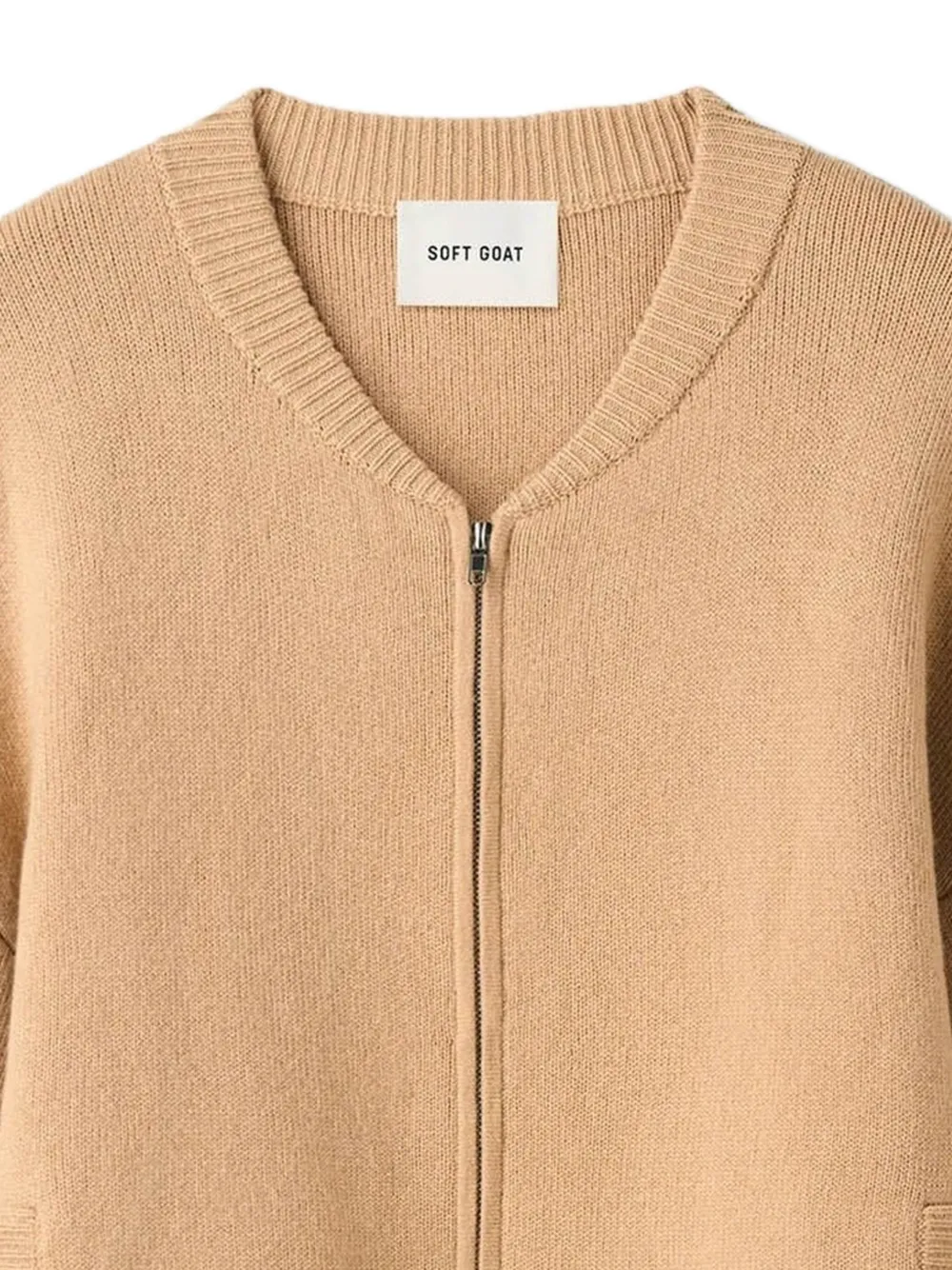 Soft Goat Dubbel gebreid vest met rits Beige