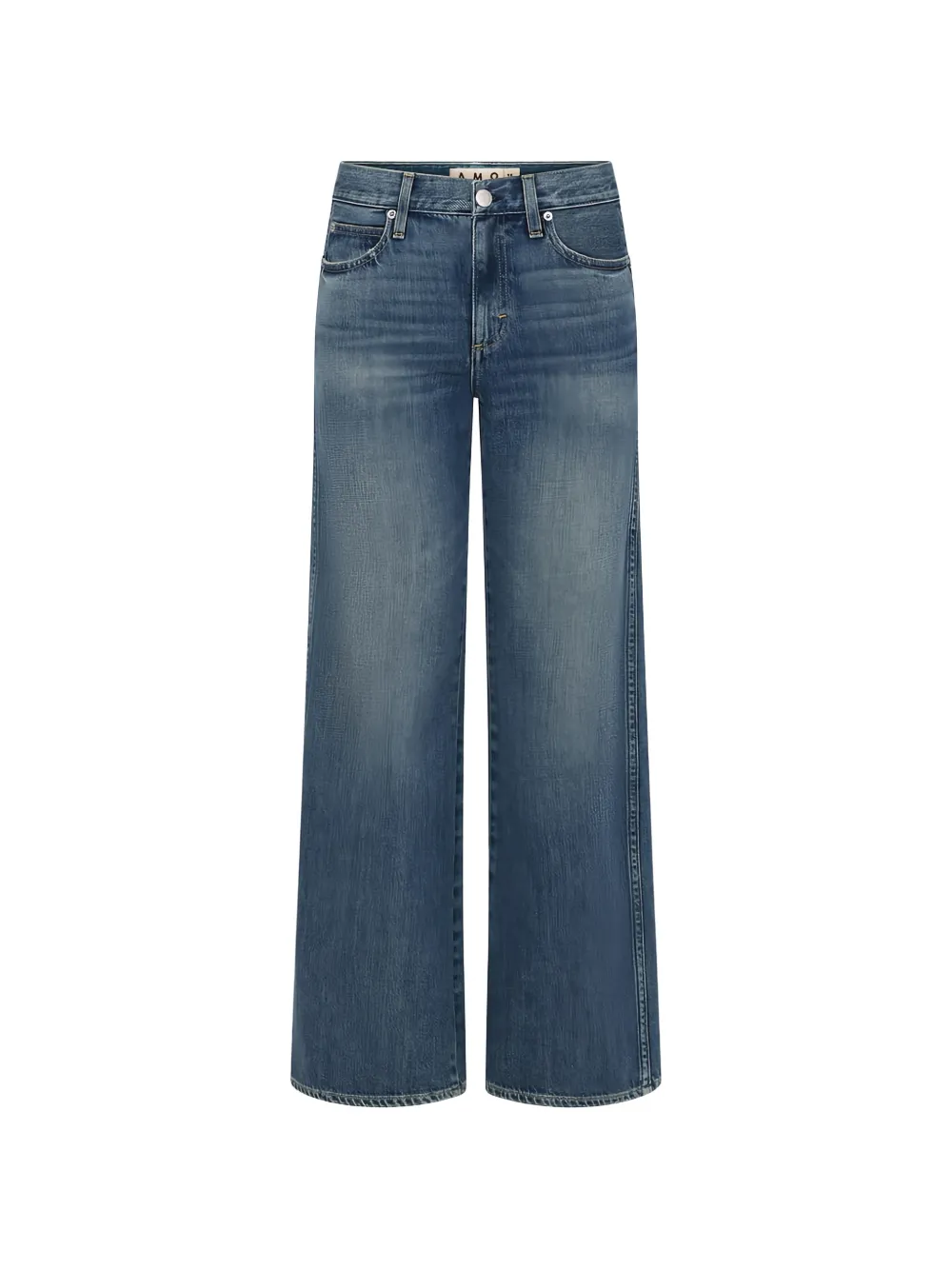 Amo Faith Zip-up Flared Jeans In Blue