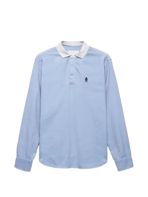 Prada logo-embroidered contrast-collar shirt