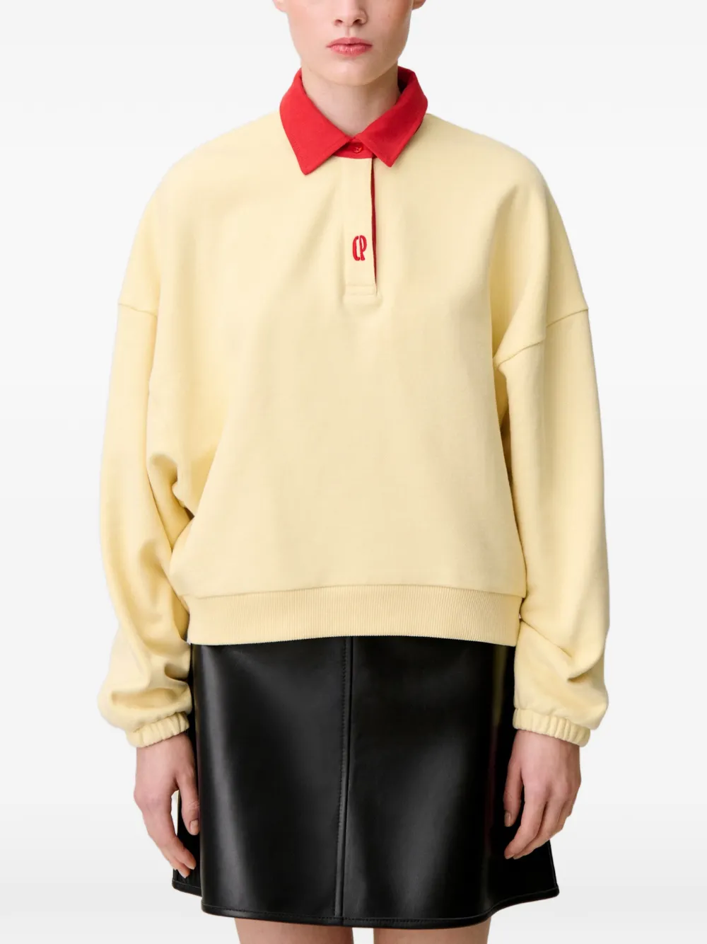Claudie Pierlot Polotop met geborduurd logo Beige