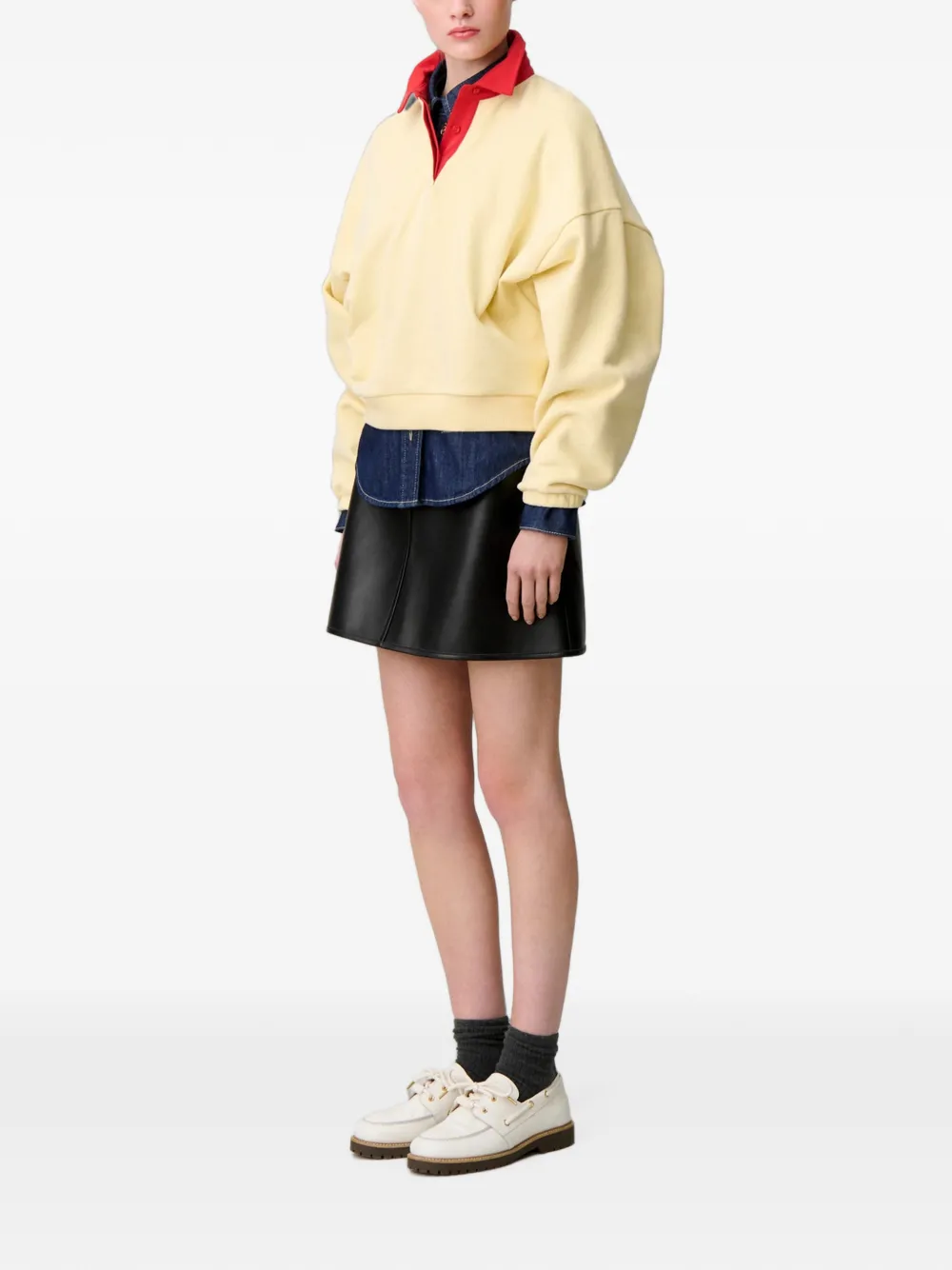 Claudie Pierlot Polotop met geborduurd logo Beige