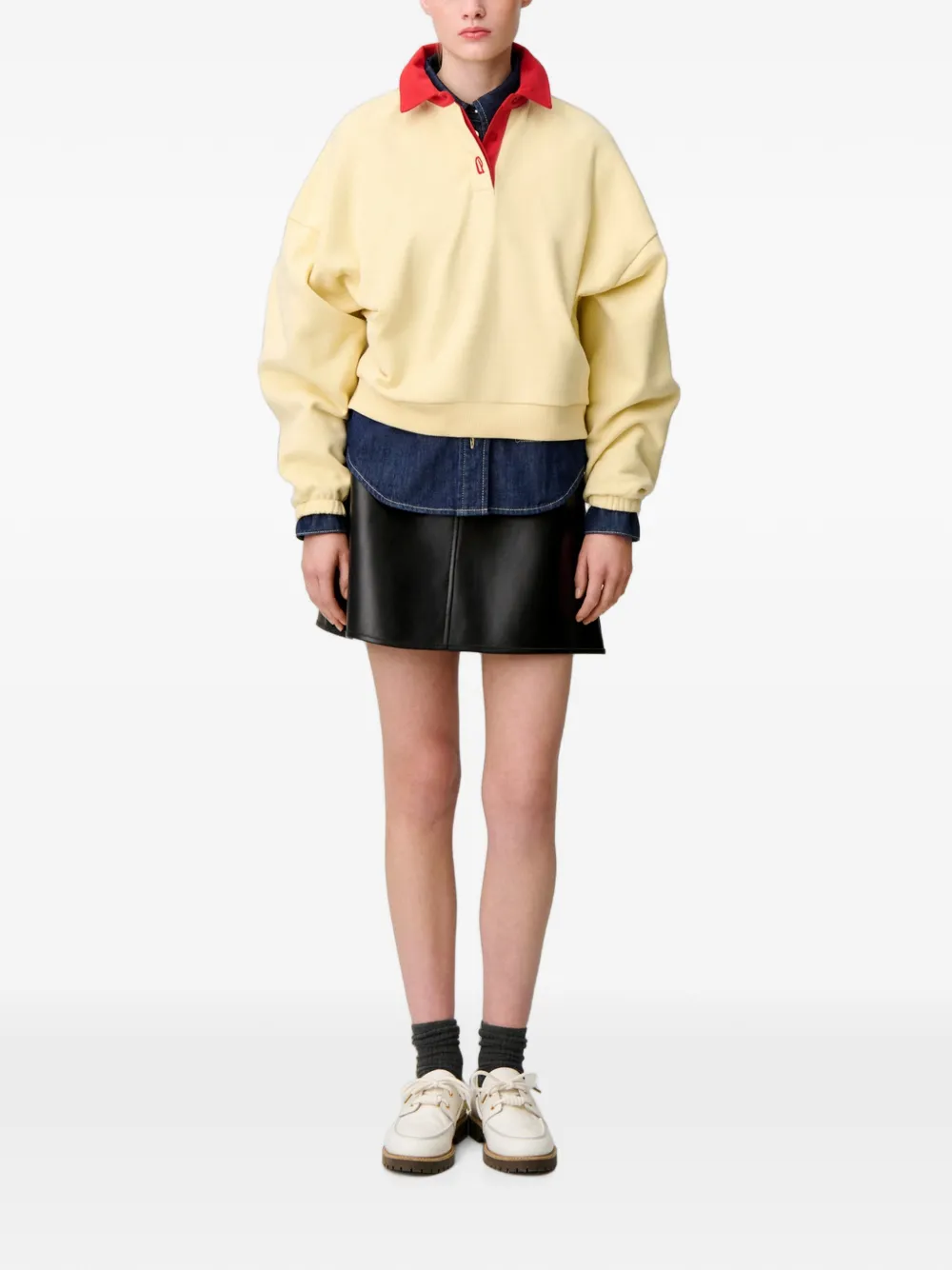 Claudie Pierlot Polotop met geborduurd logo Beige