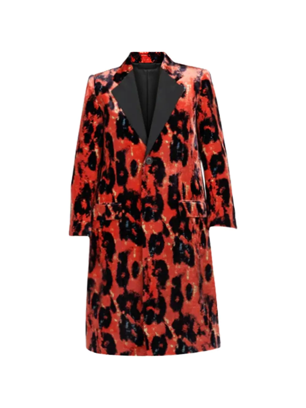 R13 lepard-print single-breasted coat - Red