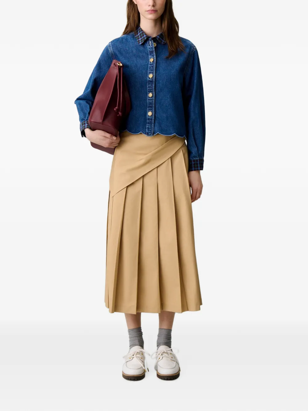 Claudie Pierlot Midi-rok met wikkel-design Beige