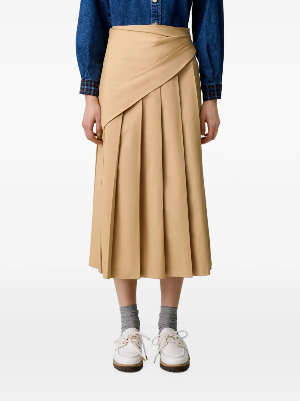 Claudie Pierlot Midi-rok met wikkel-design Beige