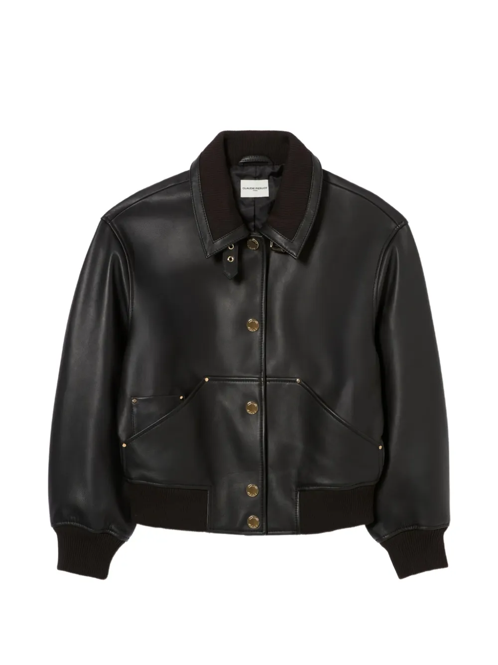 Claudie Pierlot leather bomber jacket - Schwarz