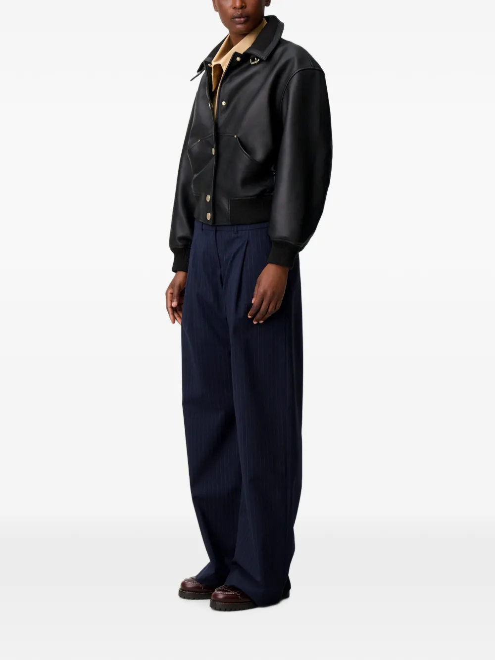 Claudie Pierlot Leren bomberjack Zwart
