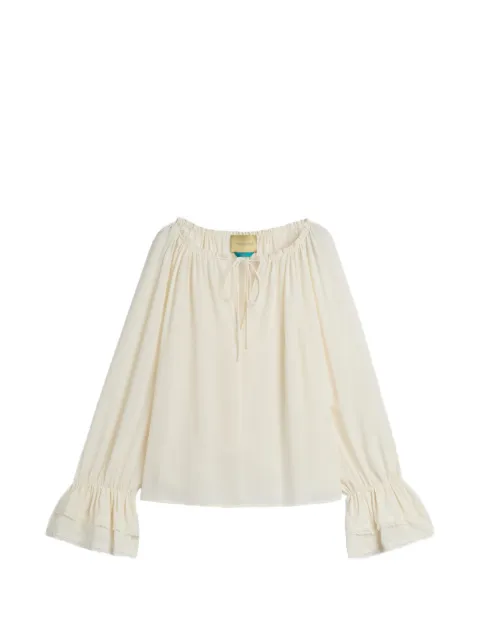 MOMONÌ Mendoza lace-trim ruffled blouse