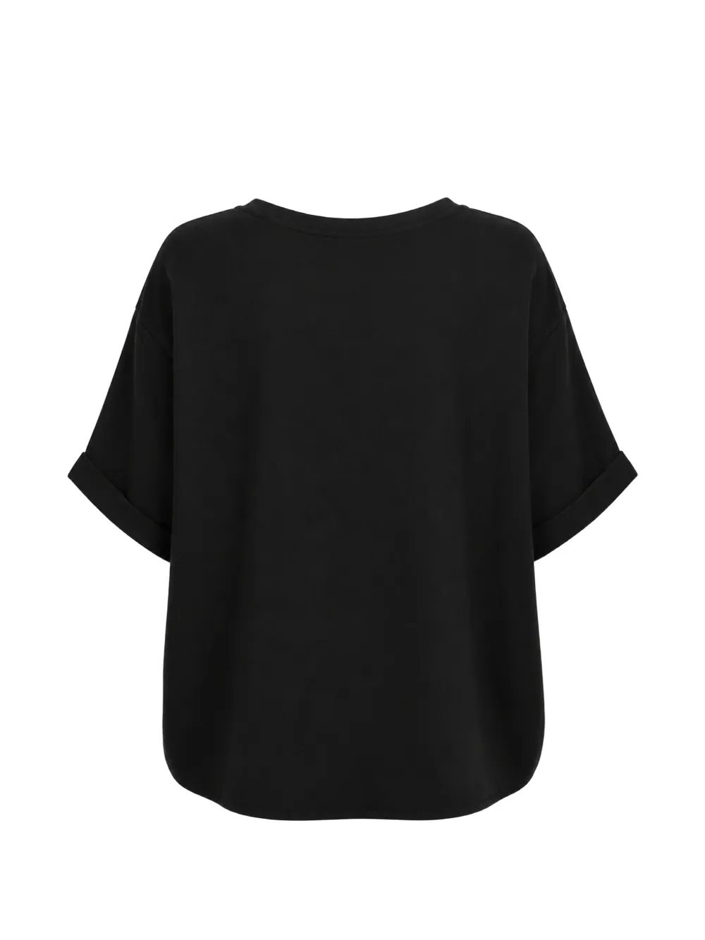 Dusan Zijden T-shirt met opgerolde manchetten Zwart