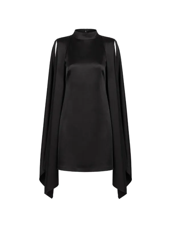 Lapointe Mini Cape-sleeve Dress in Black